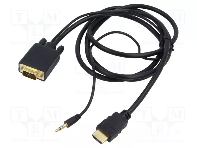 KAAPELI - HDMI 1.4 - FULL HD 1080P - 1,8M - MUSTA - KUPLAPAKKAUS - HDMI, DVI, DisplayPort johdot - A-HDMI-VGA-03-6 - 1