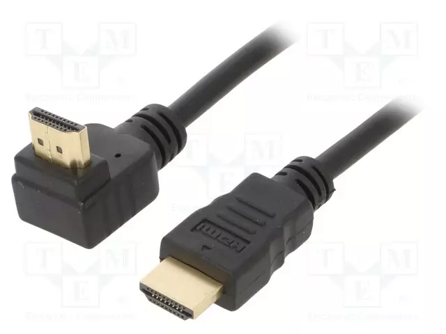 KAAPELI - HDMI-PISTOKE,HDMI-PISTOKE 90° YLÄ-/ALA-PVC - HDMI 2.0 - HDMI, DVI, DisplayPort johdot - CC-HDMI490-6 - 1