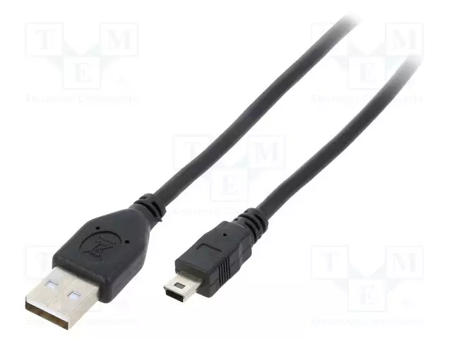 KAAPELI - CABLEXPERT - USB 2.0 - KULLATTU - 1,8M - MUSTA - CU - PVC - USB kaapelit ja adapterit - CCF-USB2-AM5P-6 - 1