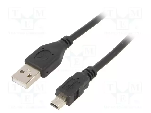 KAAPELI - CABLEXPERT - USB 2.0 - KULLATTU - 1,8M - MUSTA - PVC - USB kaapelit ja adapterit - CCP-USB2-AM5P-6 - 1