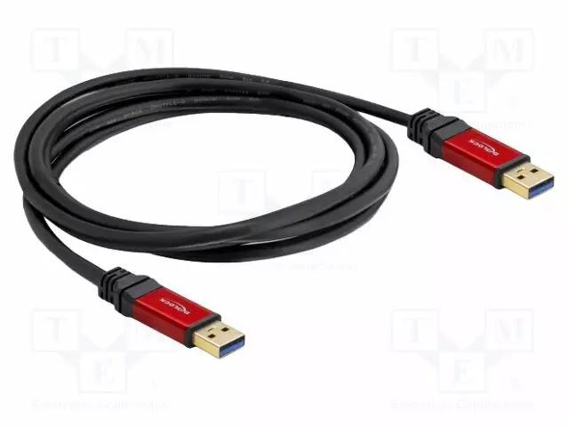 KAAPELI - USB A PISTOKE,MOLEMMIN PUOLIN - KULLATTU - 3M - MUSTA - CU - USB kaapelit ja adapterit - DELOCK-82746 - 1