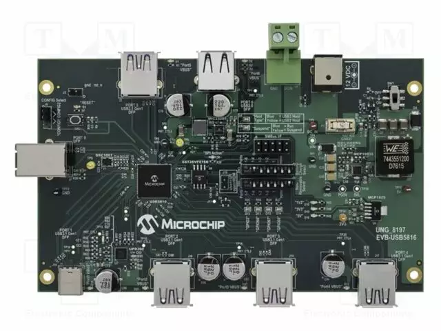 KEHITYSALUSTA - MICROCHIP - USB KYTKIN - KOMPONENTIT: USB5816 - Microchip kehityspaketit - EVB-USB5816 - 1