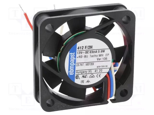 LAITETUULETIN - DC - 12VDC - 40X40X10MM - 8,88M3/H - 26DBA - DC 12V tuulettimet - 412F2H-136 - 1