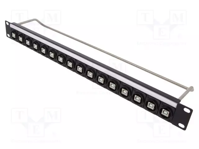 LIITIN: USB B - PATCH PANEL - RUUVATTU - RACK - M3 - KORKEUS: 1U - USB liittimet - CP30176 - 1