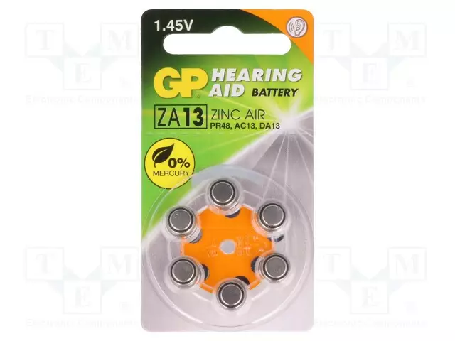 PARISTO: SINKKI-ILMA (ZNO2) - AC13,NAPPIPARISTO,R754 - 1,4V - 6KPL - Alkaliparistot - BAT-ZA13GP-B6 - 1