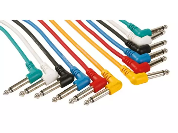 PATCH KAAPELISARJA PRO, 6kpl 2x 6.35mm MONOPLUGI KULMA (6 VÄRIÄ, 1m) - Kaiutinkaapelit - PAC126 - 1