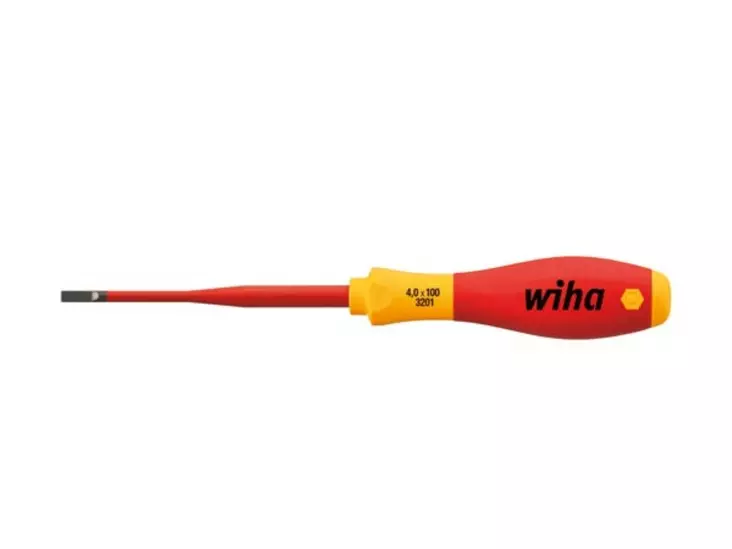 SLIMFIX SOFTFINISH® VDE/GS ELECTRIC SLOTTED SCREWDRIVER 3.5 x 100mm - WIHA - 3201 - Sähköasentajan VDE ruuvimeisselit - WH35446 - 1