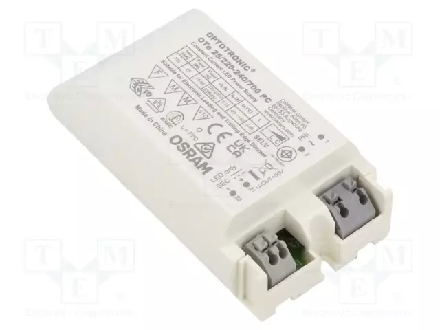 VIRTALÄHDE: IMPULSSI - LED - 25W - 18÷36VDC - 700MA - 198÷264VAC - IP20 - LED teholähteet - 4052899105386 - 1
