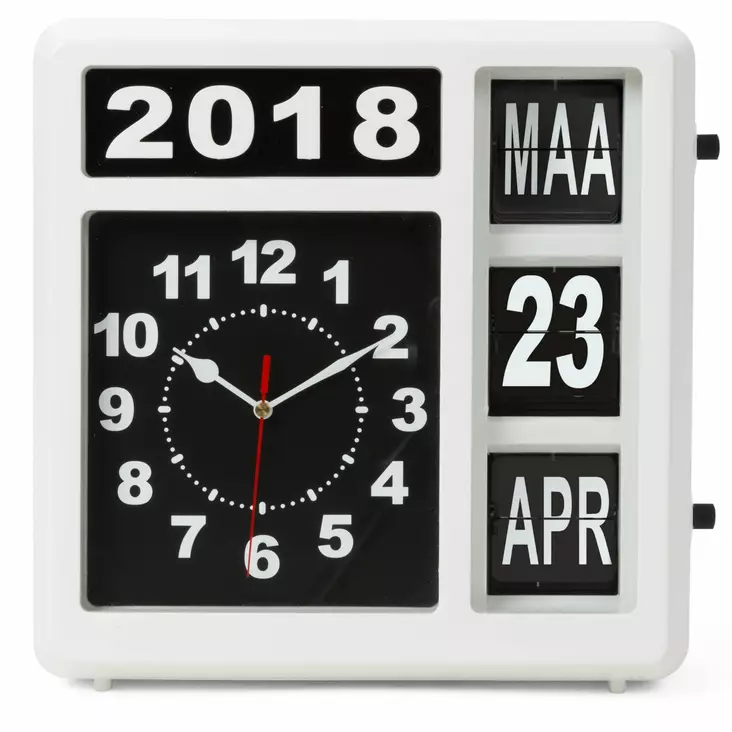 WALL FLIP CLOCK WITH CALENDAR - 31 x 31 cm - DUTCH VERSION - Kellot ja sääasemat - WC106 - 1