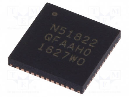 IC: SOC - QFN48 - 16KBRAM,256KBFLASH - 16BIT AJASTIMET: 3 - 1,8÷3,6VDC - Mikrokontrollerit - muut - NRF51822-QFAA-R7 - 1