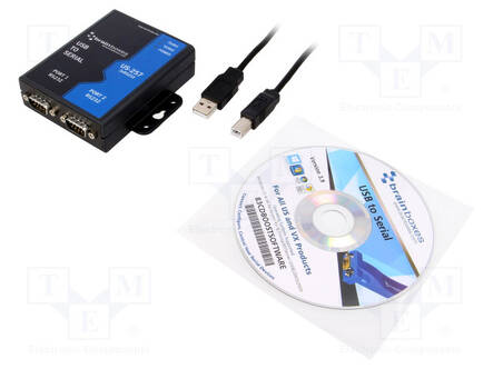 MUUTTAJA - RS232/USB - PORTTIEN LUKU: 2 - IP30 - 97X101X25MM - 0÷60°C - Teollisuusverkot - US-257 - 1