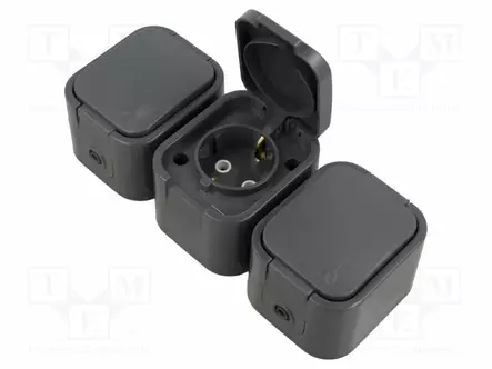 AC LIITIN-PISTORASIA - 2P+PE - 250VAC - 16A - HARMAA - PIN: 3 - AC liittimet ja rungot - ABEX-9002457 - 1