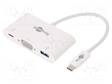 ADAPTERI - USB 3.0 - 0,15M - VALKOINEN - FULL HD 1080P - 60W - USB kaapelit ja adapterit - USB.C-ADAP-07 - 1
