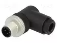 LIITIN: M12 - PISTOKE - PIN: 4 - UROS - E - 250V - 90° KULMA - IP67 - 4A - M12 liittimet - ELWIST4012PG7 - 1