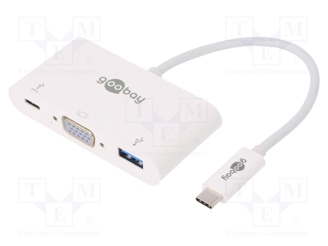 ADAPTERI - USB 3.0 - 0,15M - VALKOINEN - FULL HD 1080P - 60W - USB kaapelit ja adapterit - USB.C-ADAP-07 - 1