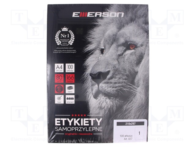 ETIKETTI - TARTTUVA - 210X297MM - 100KPL - Paperitarvikkeet - EMERSON-210X297 - 1