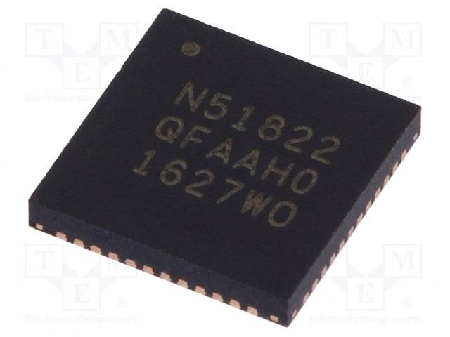 IC: SOC - QFN48 - 16KBRAM,256KBFLASH - 16BIT AJASTIMET: 3 - 1,8÷3,6VDC - Mikrokontrollerit - muut - NRF51822-QFAA-R7 - 1