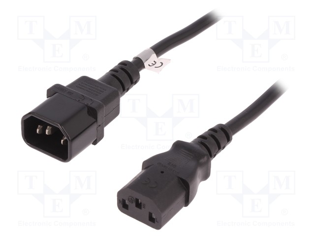 KAAPELI - 3X0,75MM2 - IEC C13 NAARAS-IEC C14 UROS-PVC - 1,8M - Tietokone- ja  laitejohdot - QOLTEC-53897 - 1