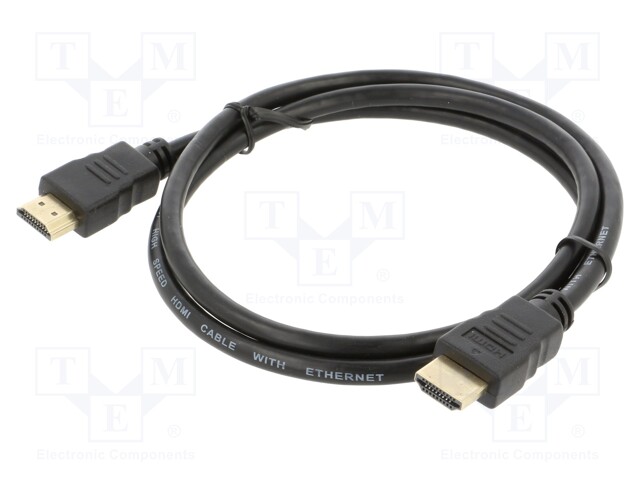 KAAPELI - HDMI-PISTOKE,MOLEMMIN PUOLIN - HDMI 1.4 - PIT: 1M - MUSTA - HDMI, DVI, DisplayPort johdot - SAVKABELCL-37 - 1