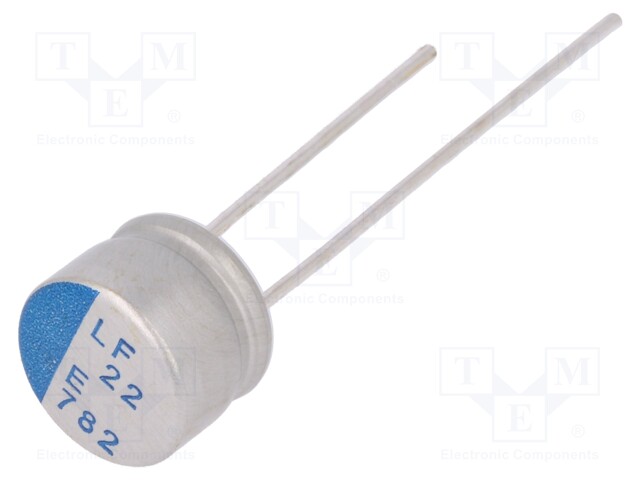 KONDENSAATTORI: POLYMEERI-LOW ESR - H: 7MM - 22UF - 25VDC - THT - PLF - THT-polymeerikondensaattorit - PLF1E220MCL7 - 1
