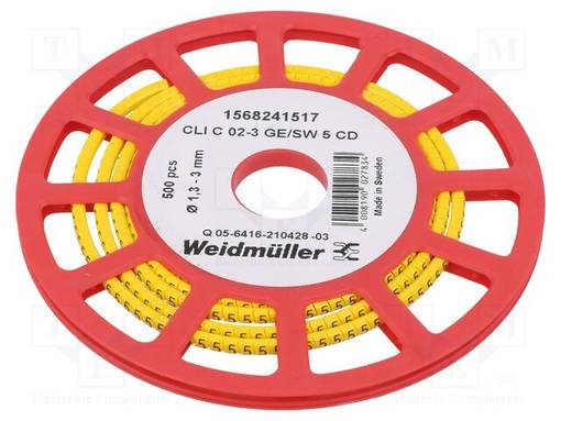 MERKIT - MERKINTÄ: 5 - 1,3÷3MM - PVC - KELTAINEN - -30÷80°C - CLI C - H: 3MM - Kaapeleiden merkintä - WM-1568241517 - 1