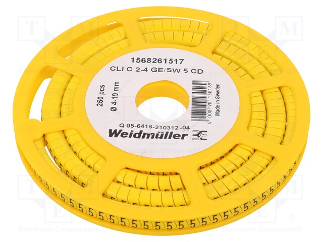 MERKIT - MERKINTÄ: 5 - 4÷10MM - PVC - KELTAINEN - -30÷80°C - CLI C - W: 7MM - Kaapeleiden merkintä - WM-1568261517 - 1