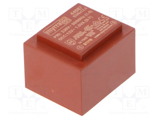 MUUNTAJA - 1,5VA - 230VAC - 12V - 125MA - PCB - Piirilevymuuntajat - MYRRA-44087 - 1