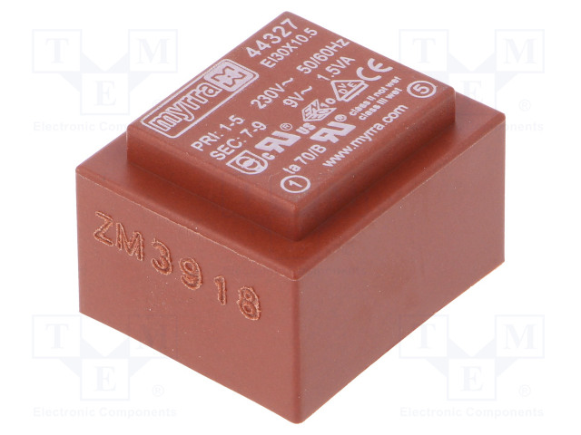 MUUNTAJA - 1,5VA - 230VAC - 9V - 167MA - PCB - Piirilevymuuntajat - MYRRA-44327 - 1