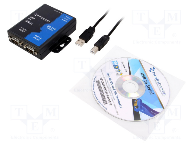MUUTTAJA - RS232/USB - PORTTIEN LUKU: 2 - IP30 - 97X101X25MM - 0÷60°C - Teollisuusverkot - US-257 - 1