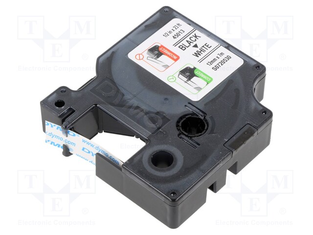 NAUHA - 12MM - 7M - VALKOINEN - MERKIN VÄRI: MUSTA - 10KPL - Tarratulostimet ja merkitsijät - DYMO.2093097 - 1