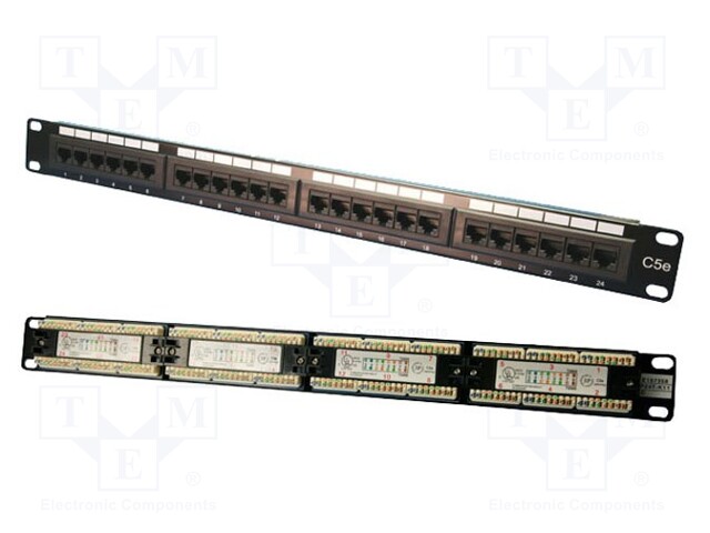 PATCH PANEL - MUSTA - PORTTIEN LUKU: 24 - CAT: 5E - Tietokonetarvikkeet - muut - NP0027 - 1
