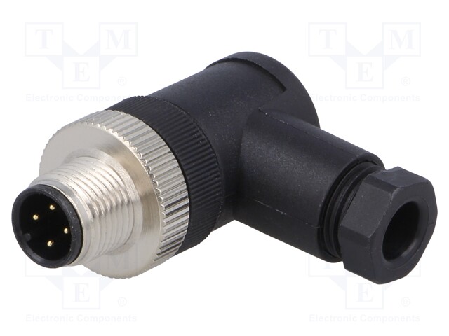LIITIN: M12 - PISTOKE - PIN: 4 - UROS - 250V - 90° KULMA - IP65,IP67 - M12 liittimet - SM12-CRP-A4Q-1B7 - 1