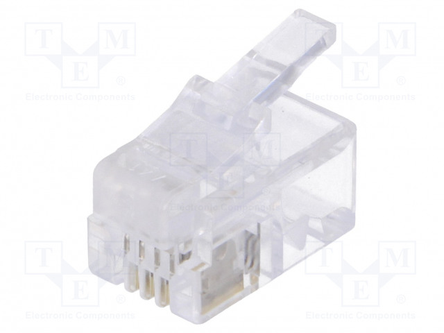 LIITIN: RJ10 - PISTOKE - PIN: 4 - SUOJAAMATTOMAT - KULLATTU - 4P4C - UROS - RJ liittimet - LOG-MP0017 - 1