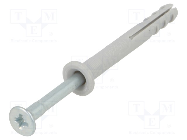 PLASTIC ANCHOR - WITH FLANGE,WITH SCREW - 5X40 - ZINC-PLATED STEEL - Ruuvit - muut - FISCHER-513737 - 1
