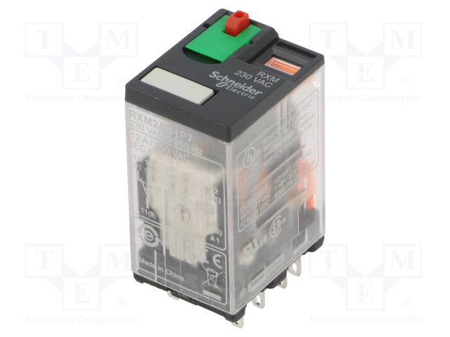 RELE - DPDT - UKELAN: 230VAC - 5A/250VAC - 5A/28VDC - Teollisuusreleet - RXM2AB1P7 - 1