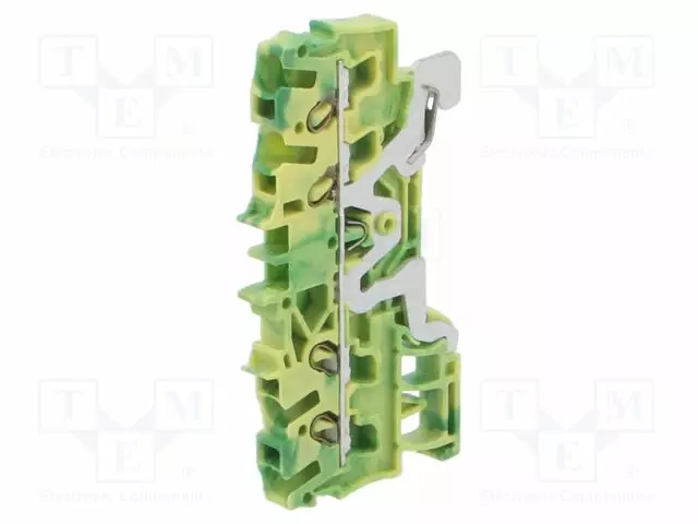 LIITIN: KISKO-DIN-KISKOLLE - JOUSIPURISTIN - KELTA-VIHREÄ - 2,5MM2 - Kiskoliittimet - 2002-1407 - 1