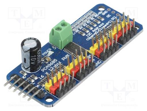 SERVOMEKANISMIN OHJAIN - PCA9685 - ANALOGINEN,PWM - 5V - CH: 16 - Moottoreiden moduuliajurit - OKY2157 - 1