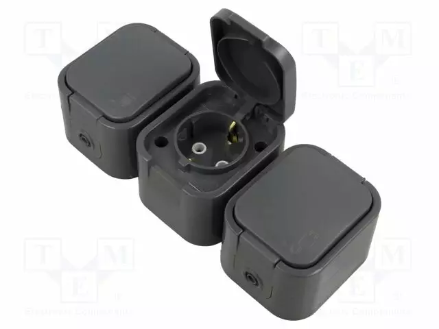 AC LIITIN-PISTORASIA - 2P+PE - 250VAC - 16A - HARMAA - PIN: 3 - AC liittimet ja rungot - ABEX-9002457 - 1