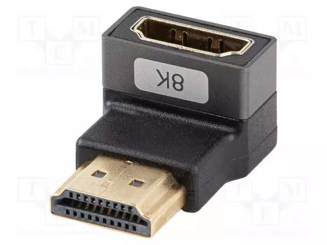 HDMI ADAPTERI -PISTORASIA,HDMI-PISTOKE 90° YLÄ-/ALA-HDMI 2.1 - HDMI, DVI, DisplayPort johdot - AD-HDMI-07 - 1