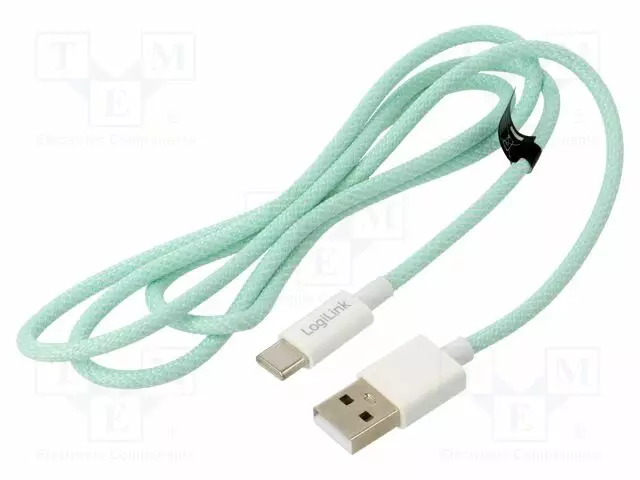 KAAPELI - USB 2.0 - USB A PISTOKE,USB C PISTOKE - 1M - VIHREÄ - 60W - 3A - USB kaapelit ja adapterit - CU0327 - 1