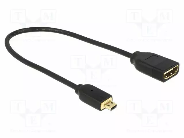KAAPELI - HDMI-PISTORASIA,MICRO HDMI PISTOKE - PIT: 0,2M - MUSTA - HDMI, DVI, DisplayPort johdot - DELOCK-65687 - 1