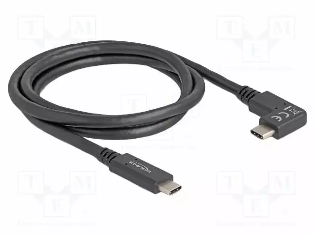 KAAPELI - USB C PISTOKE,USB C-PISTOKE 90° VASEN/OIKEA - 1M - MUSTA - USB kaapelit ja adapterit - DELOCK-80037 - 1