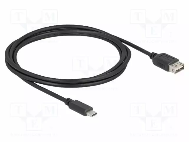 CABLE - USB 2.0 - USB A DOUBLE SIDED SOCKET,USB C PLUG - 2M - MUSTA - USB kaapelit ja adapterit - DELOCK-81537 - 1