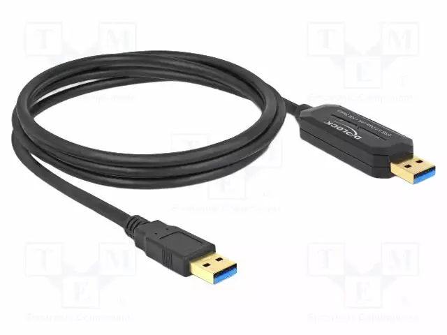KAAPELI - USB A PISTOKE,MOLEMMIN PUOLIN - KULLATTU - 1,5M - MUSTA - USB kaapelit ja adapterit - DELOCK-83647 - 1