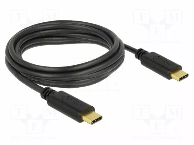 KAAPELI - USB 2.0 - USB C PISTOKE,MOLEMMIN PUOLIN - 3M - MUSTA - 3A - USB kaapelit ja adapterit - DELOCK-83867 - 1