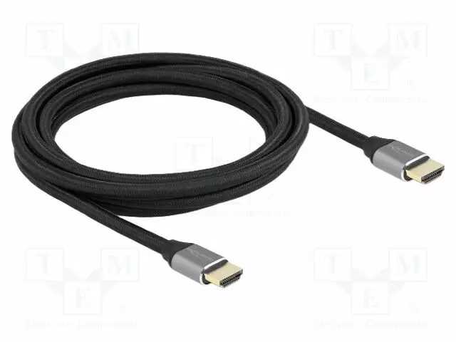 KAAPELI - HDMI-PISTOKE,MOLEMMIN PUOLIN - TEKSTIILI - PIT: 3M - MUSTA - HDMI, DVI, DisplayPort johdot - DELOCK-83997 - 1