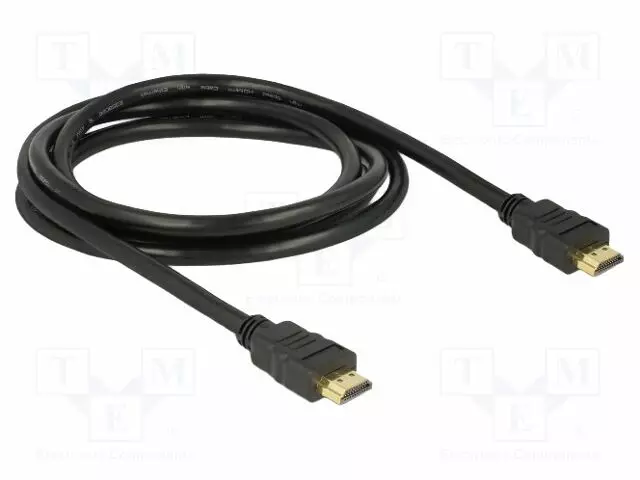 KAAPELI - HDMI-PISTOKE,MOLEMMIN PUOLIN - PIT: 2M - MUSTA - 28AWG - HDMI, DVI, DisplayPort johdot - DELOCK-84407 - 1