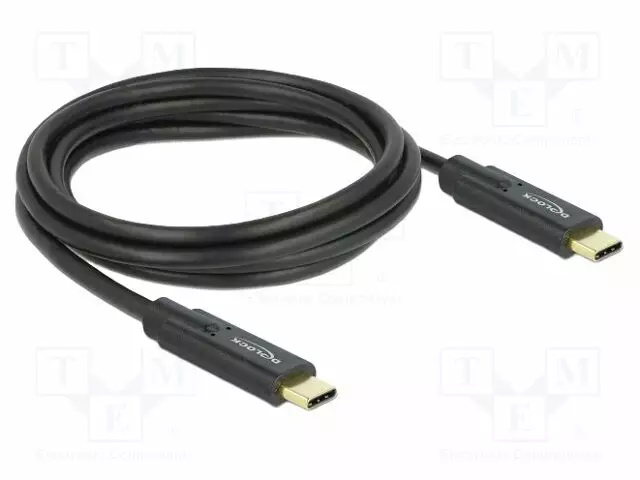 KAAPELI - USB C PISTOKE,MOLEMMIN PUOLIN - 2M - MUSTA - 5GBPS - 5A - USB kaapelit ja adapterit - DELOCK-85527 - 1