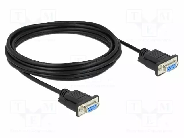 KAAPELI - D-SUB 9PIN RASIA,MOLEMMIN PUOLIN - PVC - PIT: 5M - MUSTA - Tietokonekaapelit ja -adapterit - DELOCK-86607 - 1