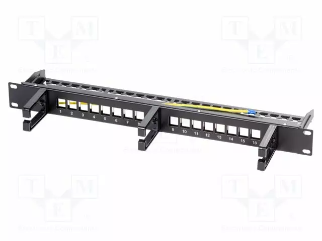 PATCH-PANEELI - PATCH PANEL - RACK - MUSTA - PORTTIEN LUKU: 16 - RJ liittimet - LOG-NK4077 - 1